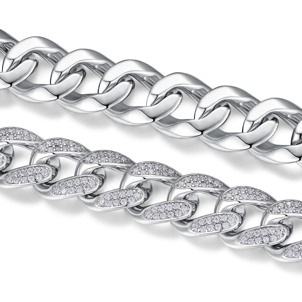 Maglione Moissanite Cuban Link Bracelet in Sterling Silver