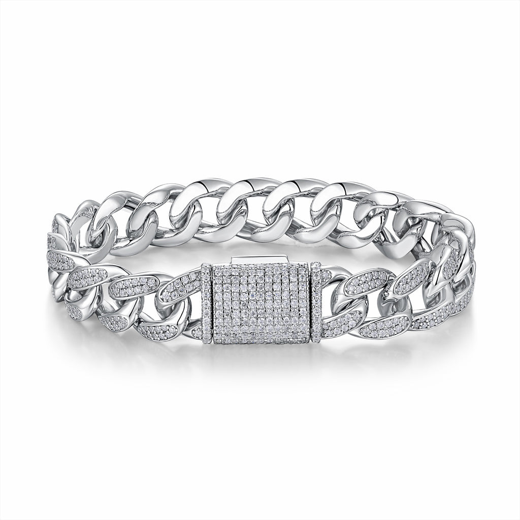 Maglione Moissanite Cuban Link Bracelet in Sterling Silver