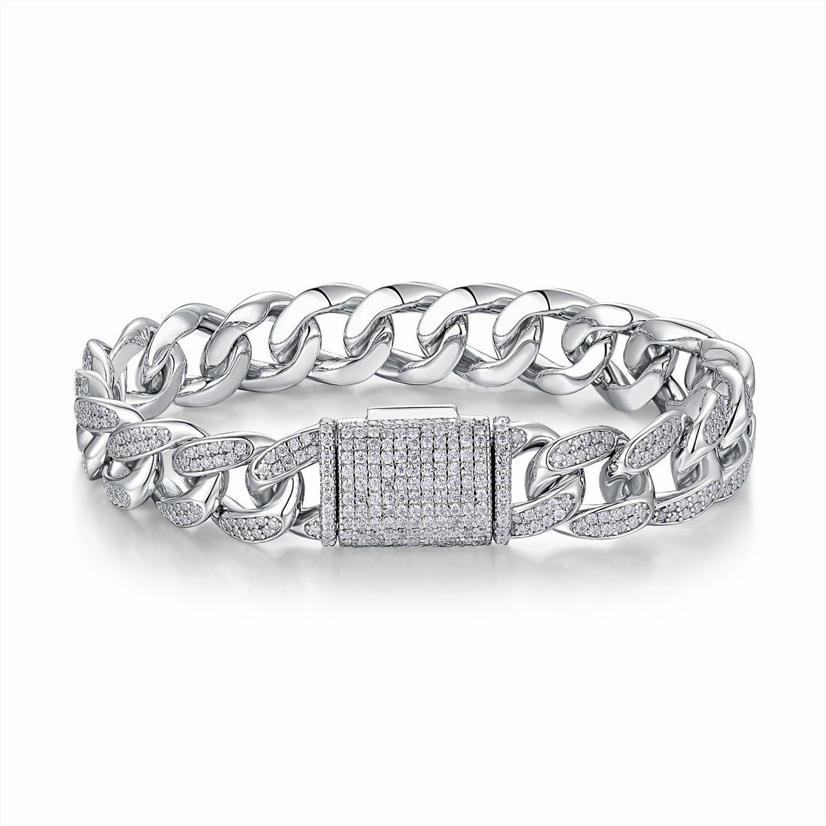 Maglione Moissanite Cuban Link Bracelet in Sterling Silver