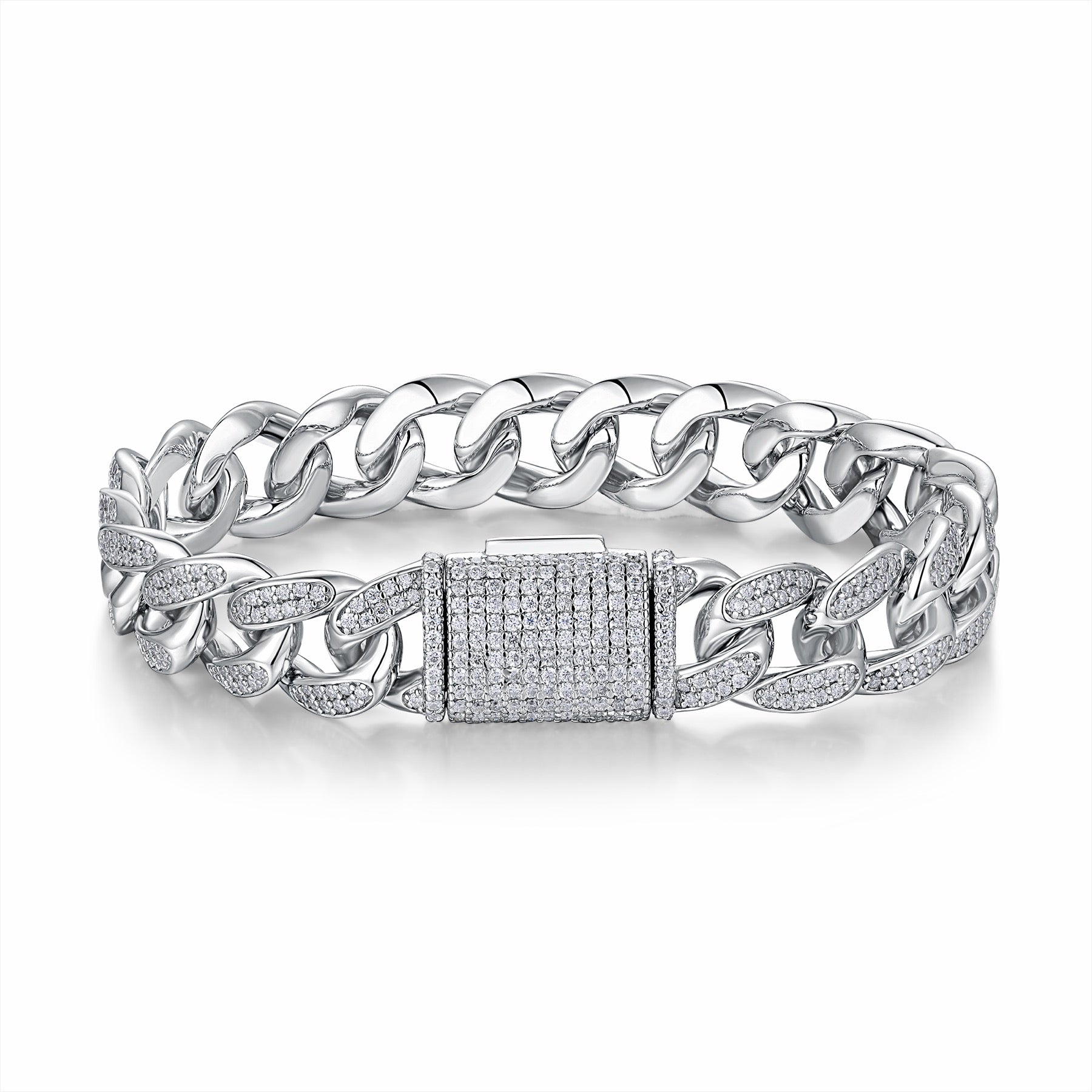 Maglione Moissanite Cuban Link Bracelet in Sterling Silver