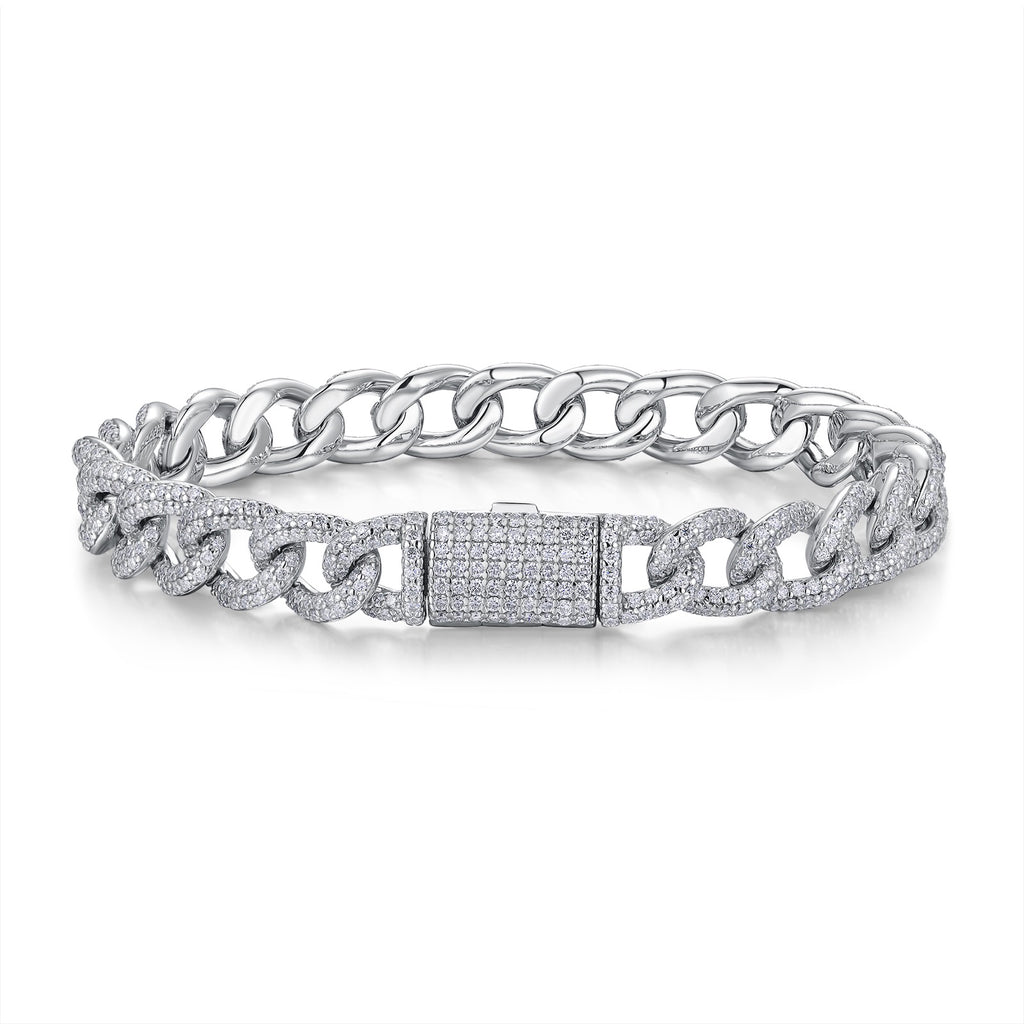 Catenaccio Moissanite Cuban Link Bracelet in Sterling Silver