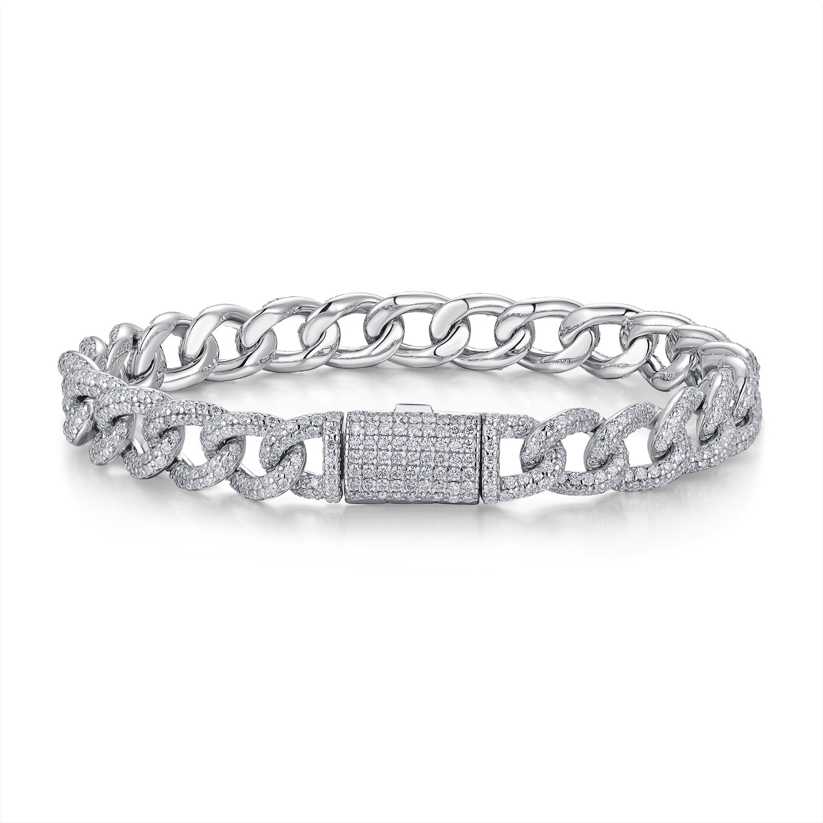 Catenaccio Moissanite Cuban Link Bracelet in Sterling Silver
