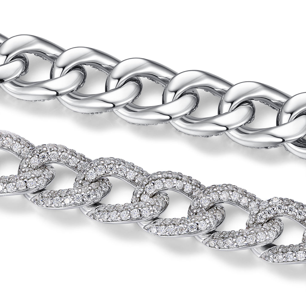 Catenaccio Moissanite Cuban Link Bracelet in Sterling Silver