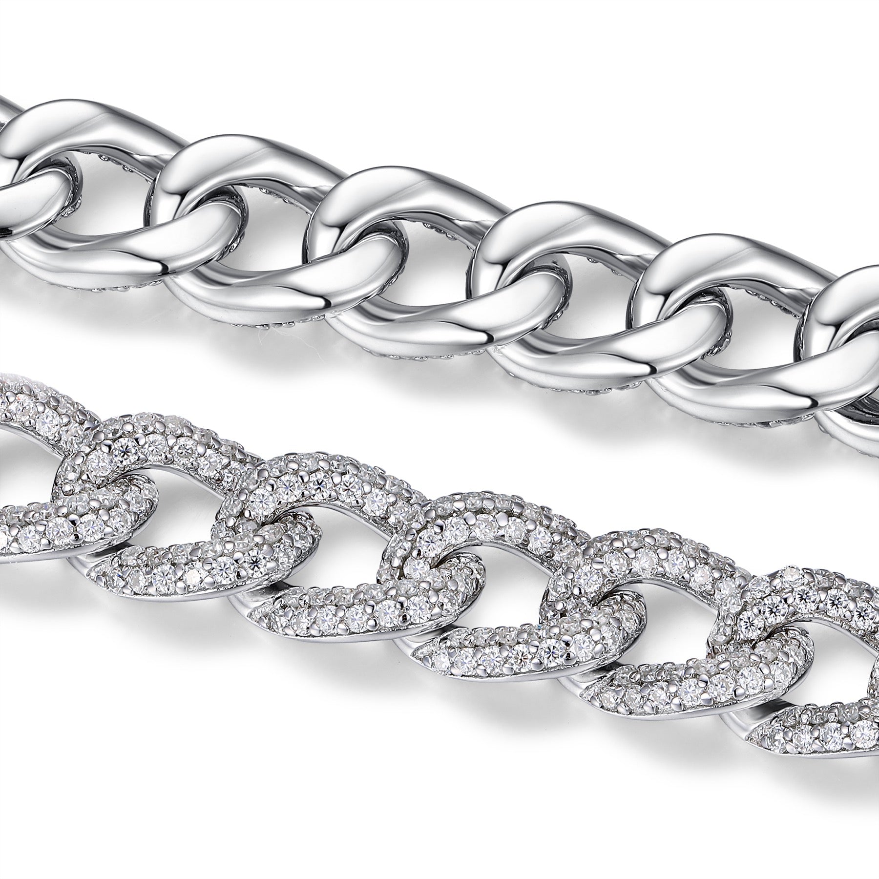 Catenaccio Moissanite Cuban Link Bracelet in Sterling Silver