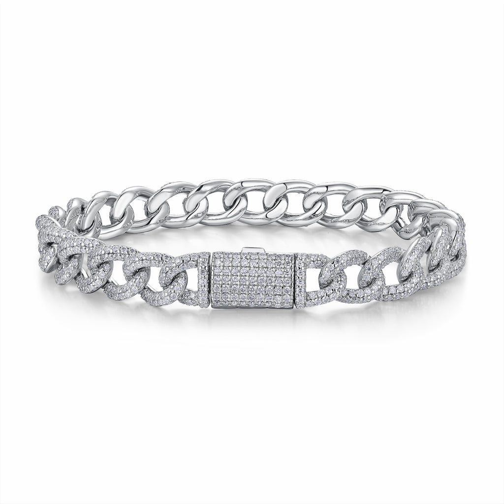 Catenaccio Moissanite Cuban Link Bracelet in Sterling Silver
