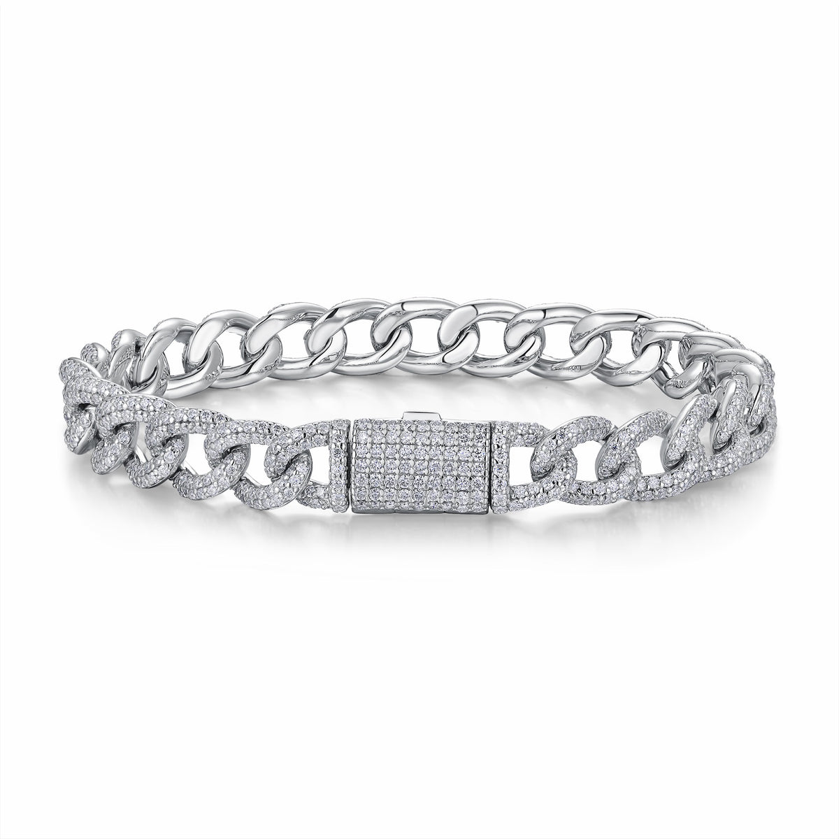 Catenaccio Moissanite Cuban Link Bracelet in Sterling Silver