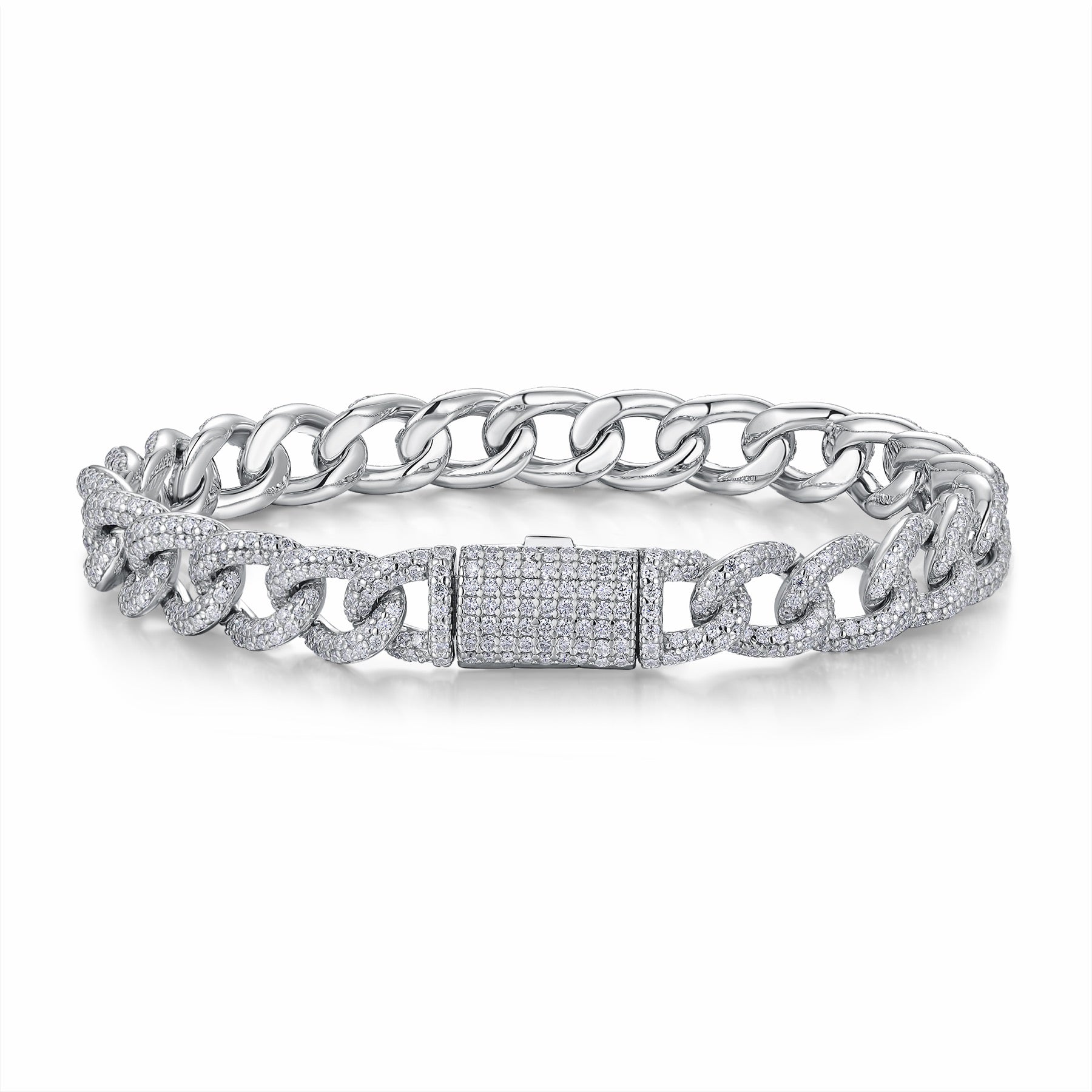 Catenaccio Moissanite Cuban Link Bracelet in Sterling Silver