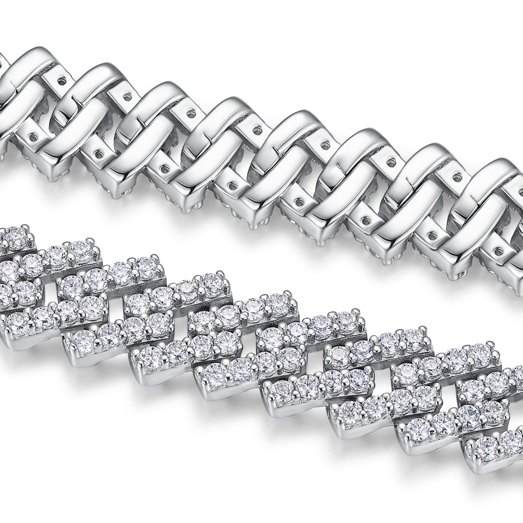 Vortice Moissanite Cuban Link Bracelet in Sterling Silver