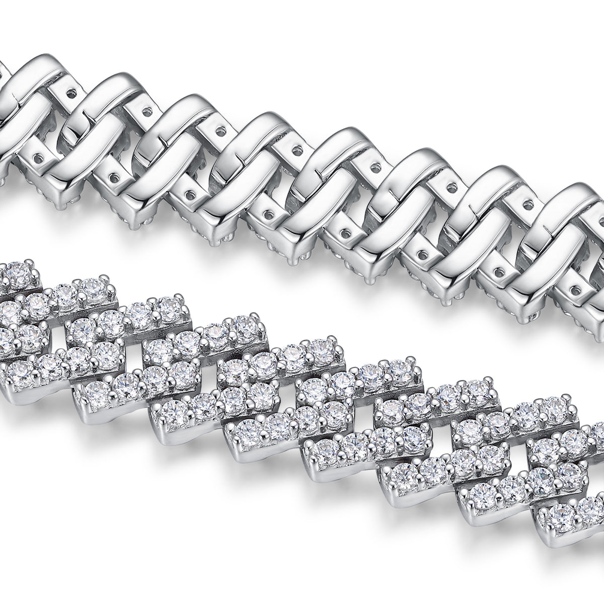 Vortice Moissanite Cuban Link Bracelet in Sterling Silver