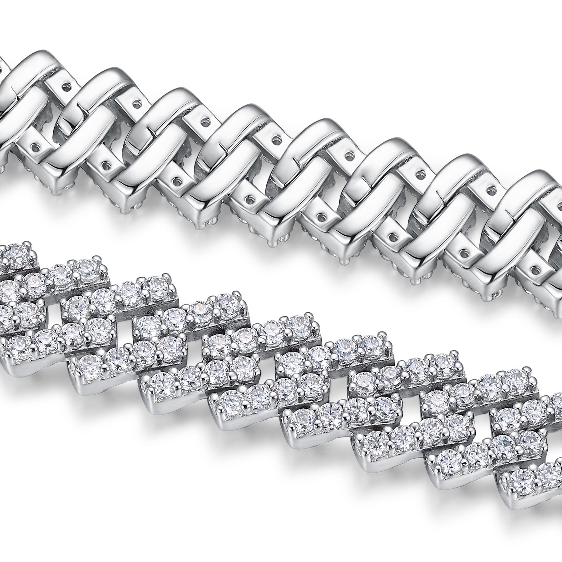 Vortice Moissanite Cuban Link Bracelet in Sterling Silver