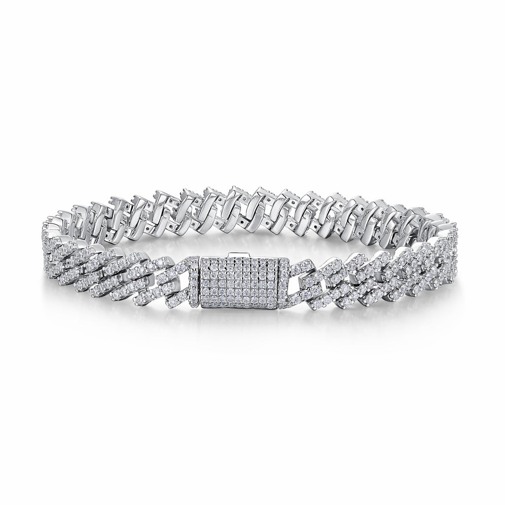 Vortice Moissanite Cuban Link Bracelet in Sterling Silver