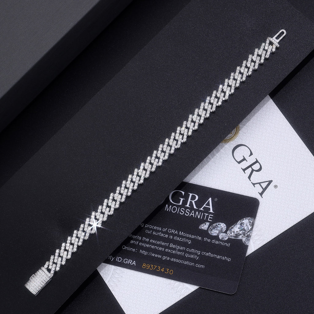 Vortice Moissanite Cuban Link Bracelet in Sterling Silver
