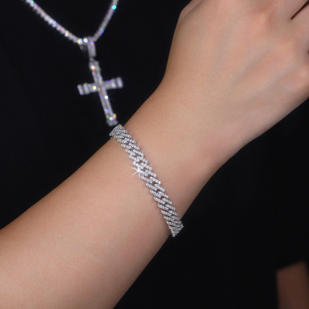 Vortice Moissanite Cuban Link Bracelet in Sterling Silver