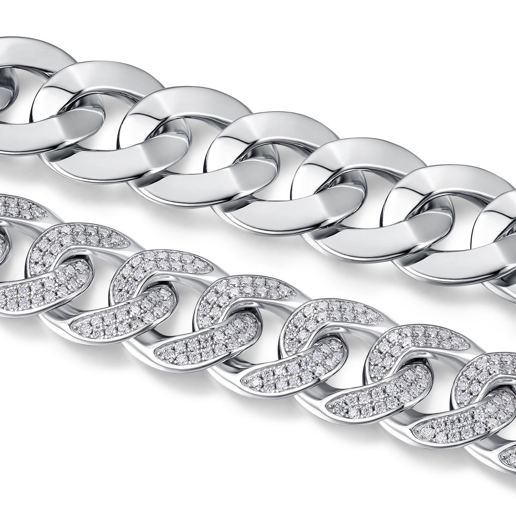 Ferro Moissanite Cuban Link Bracelet in Sterling Silver