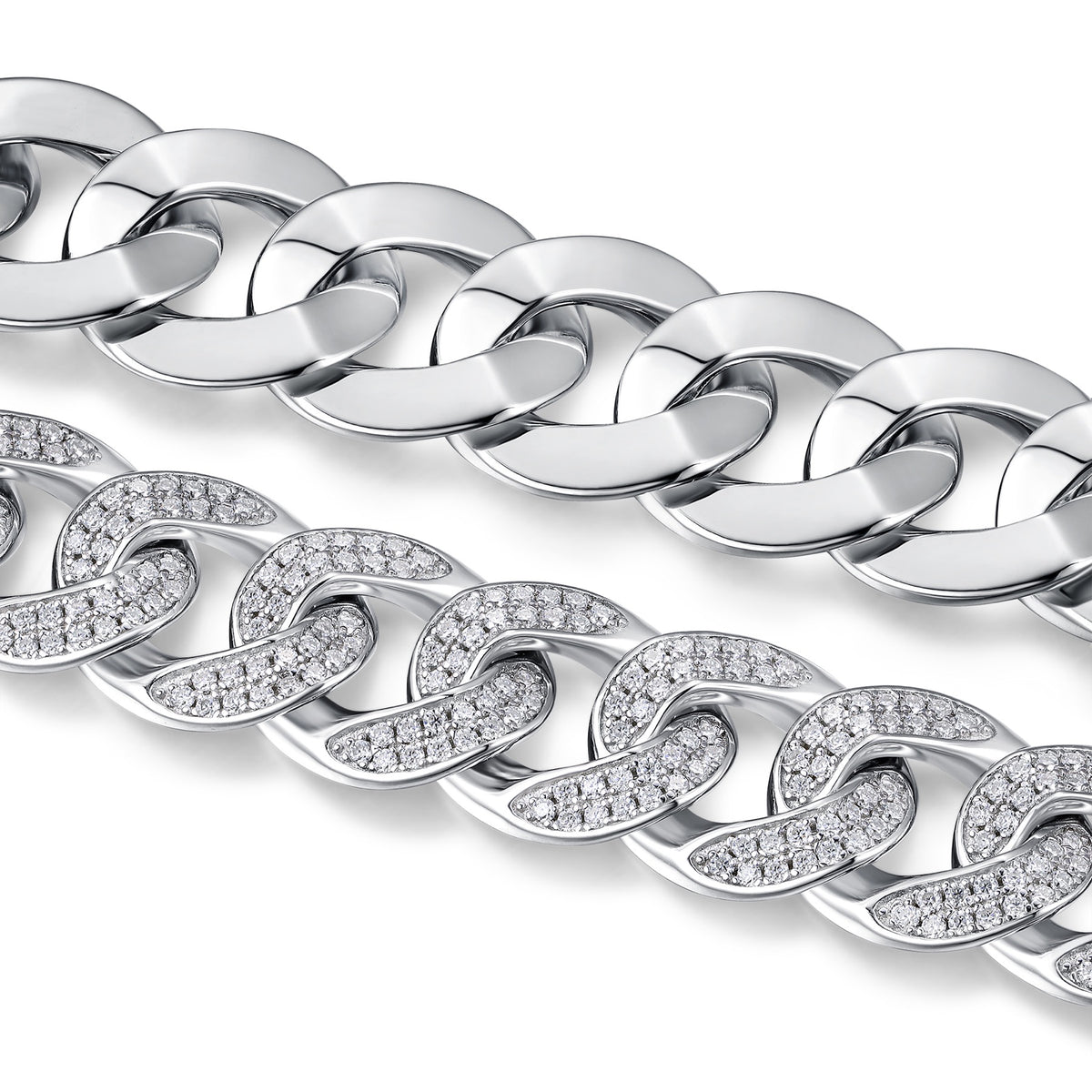 Ferro Moissanite Cuban Link Bracelet in Sterling Silver