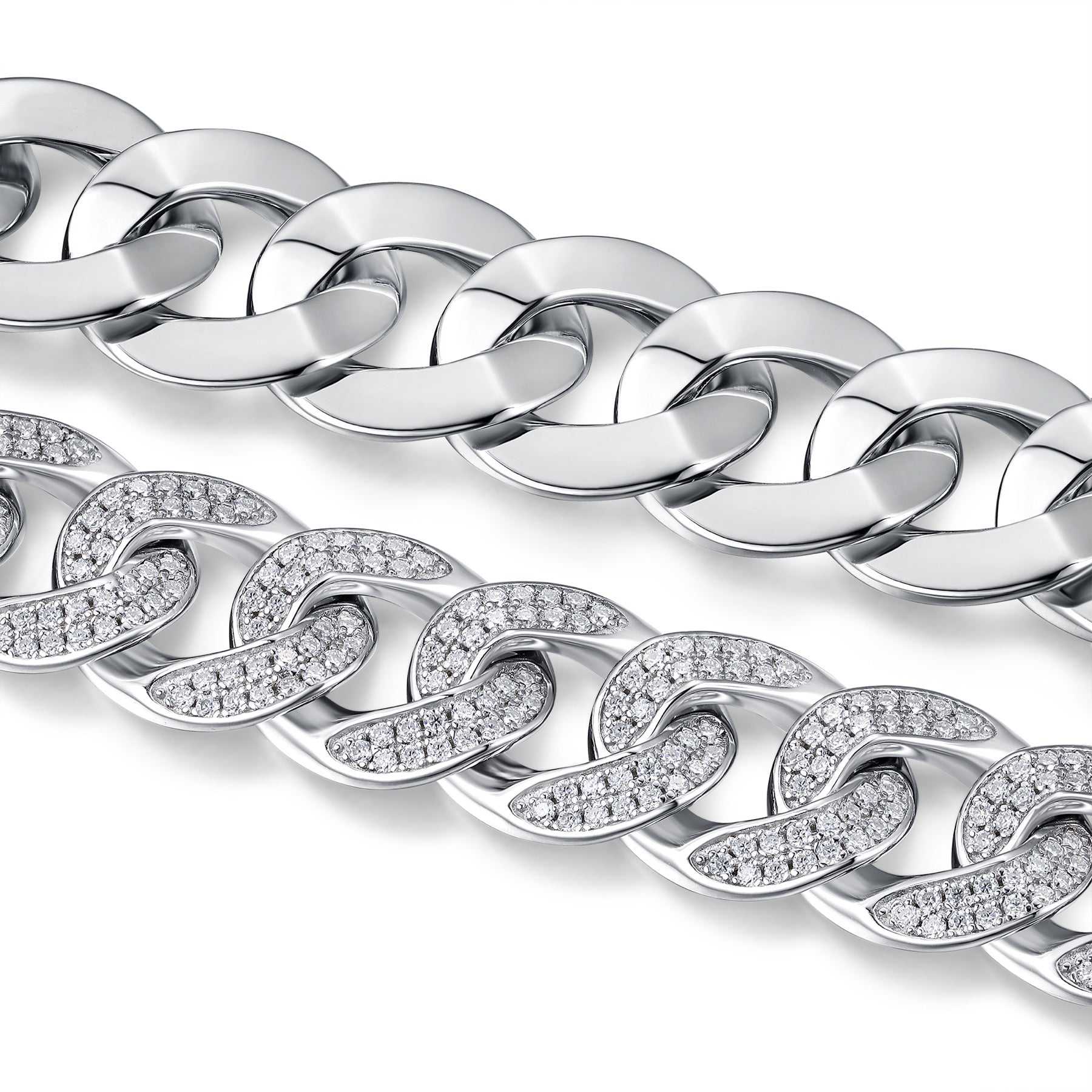 Ferro Moissanite Cuban Link Bracelet in Sterling Silver