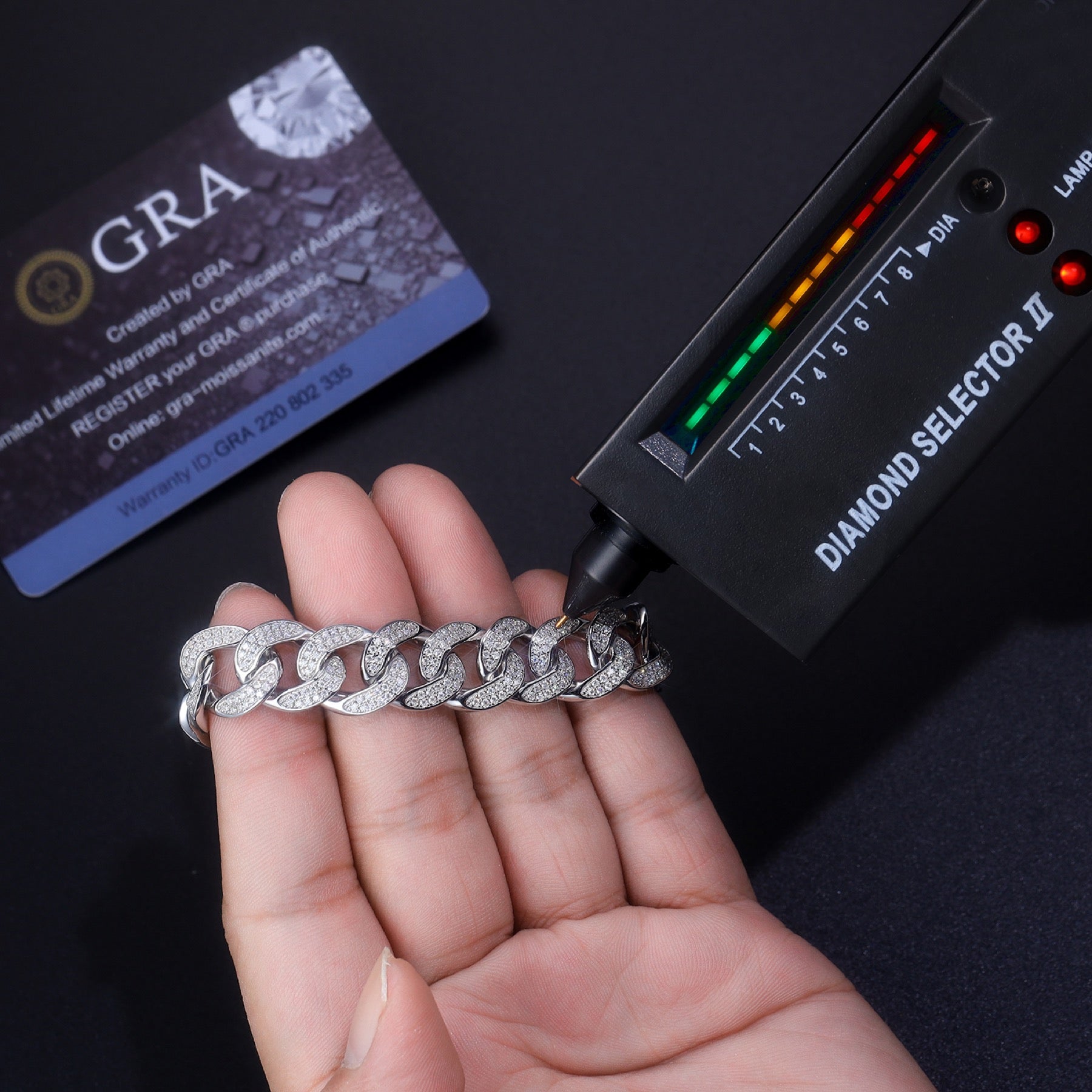 Ferro Moissanite Cuban Link Bracelet in Sterling Silver