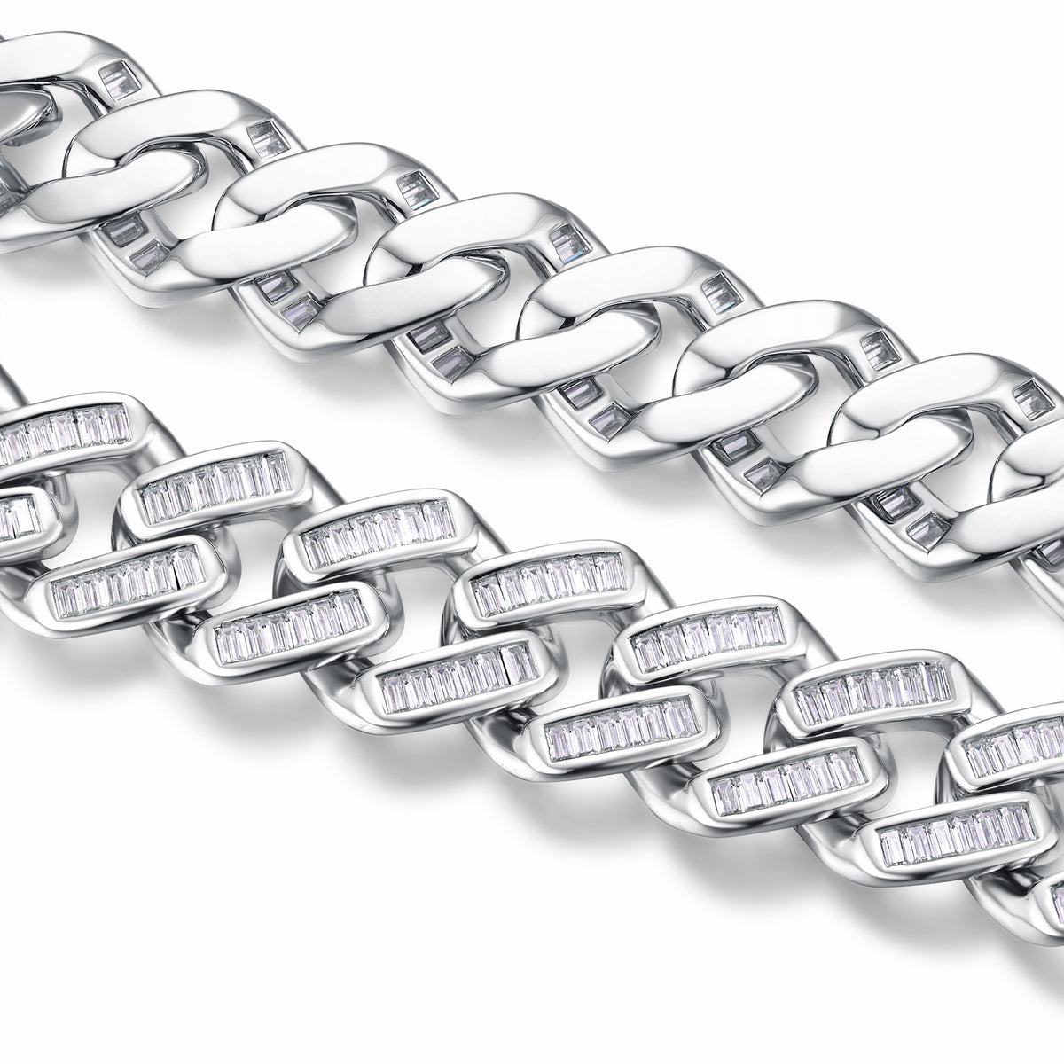 Monogramma Moissanite Cuban Link Bracelet in Sterling Silver