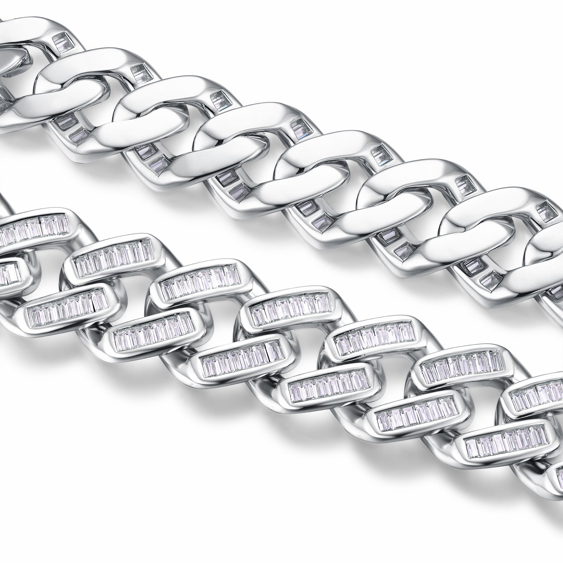 Monogramma Moissanite Cuban Link Bracelet in Sterling Silver