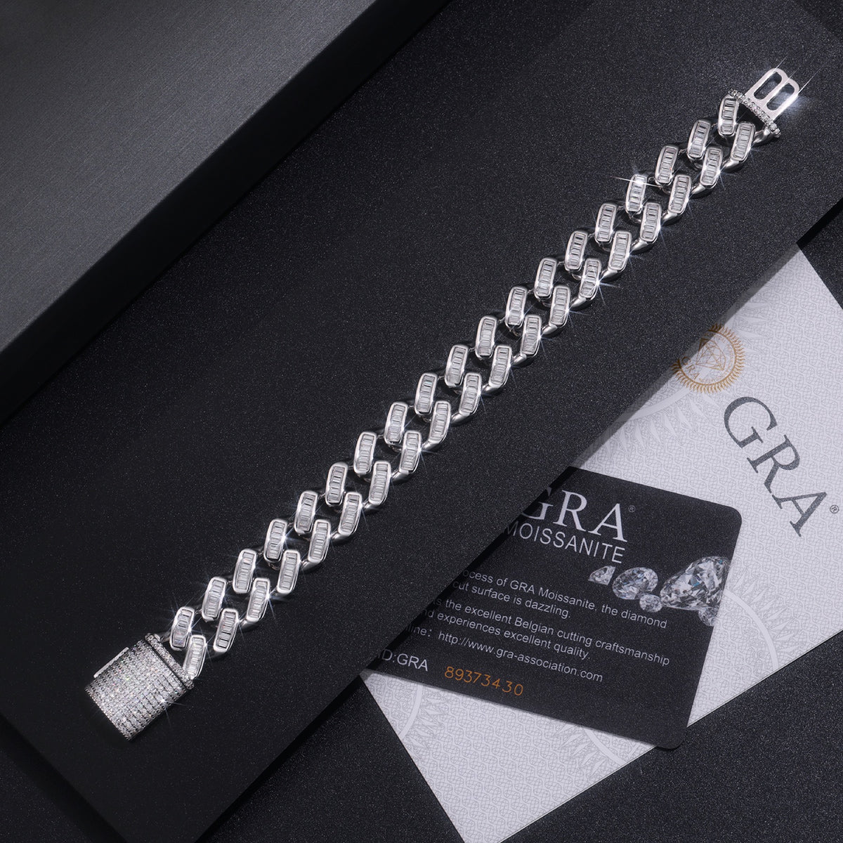 Monogramma Moissanite Cuban Link Bracelet in Sterling Silver