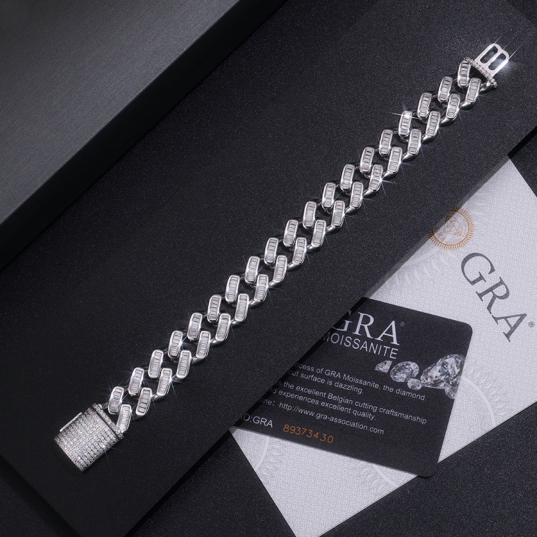 Monogramma Moissanite Cuban Link Bracelet in Sterling Silver