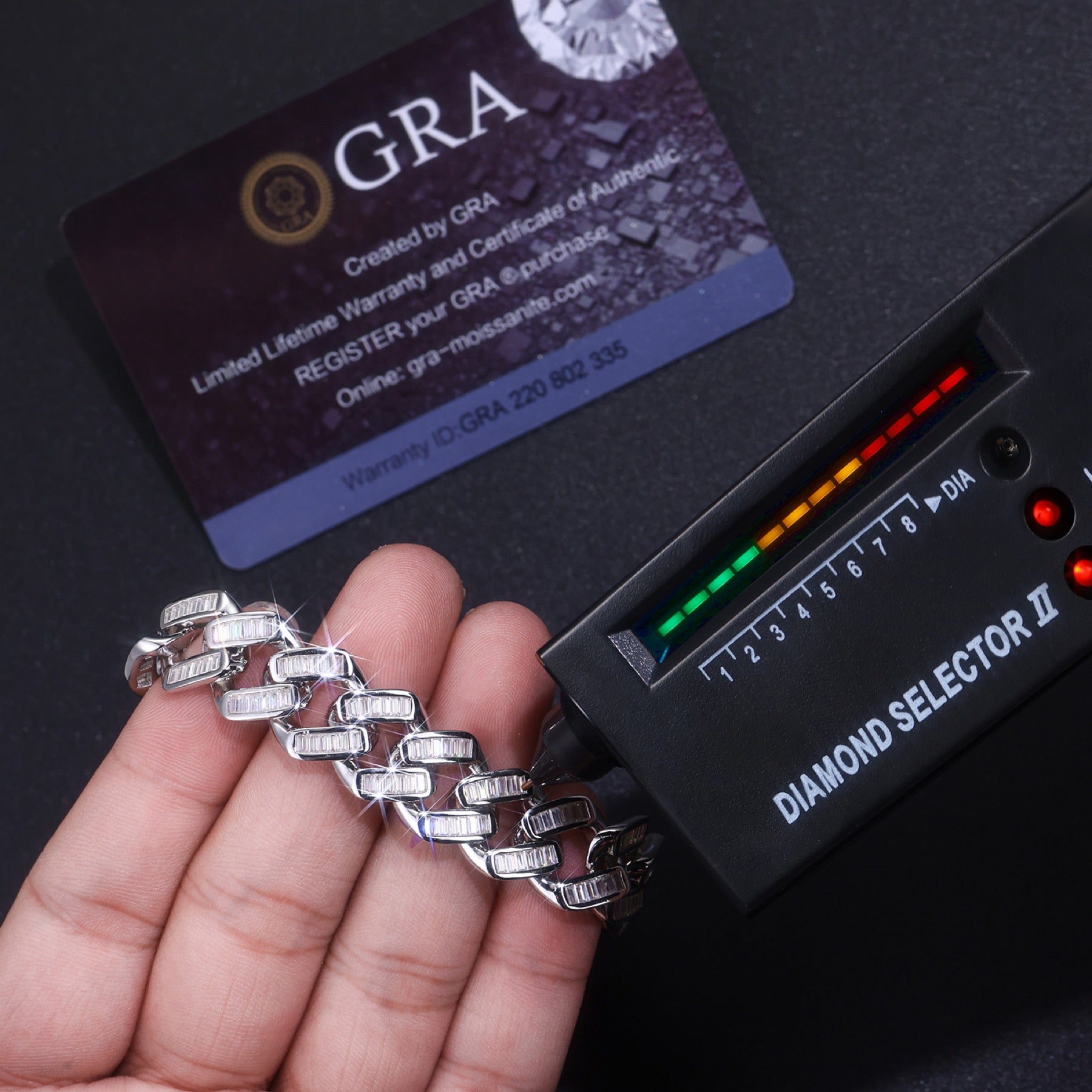 Monogramma Moissanite Cuban Link Bracelet in Sterling Silver