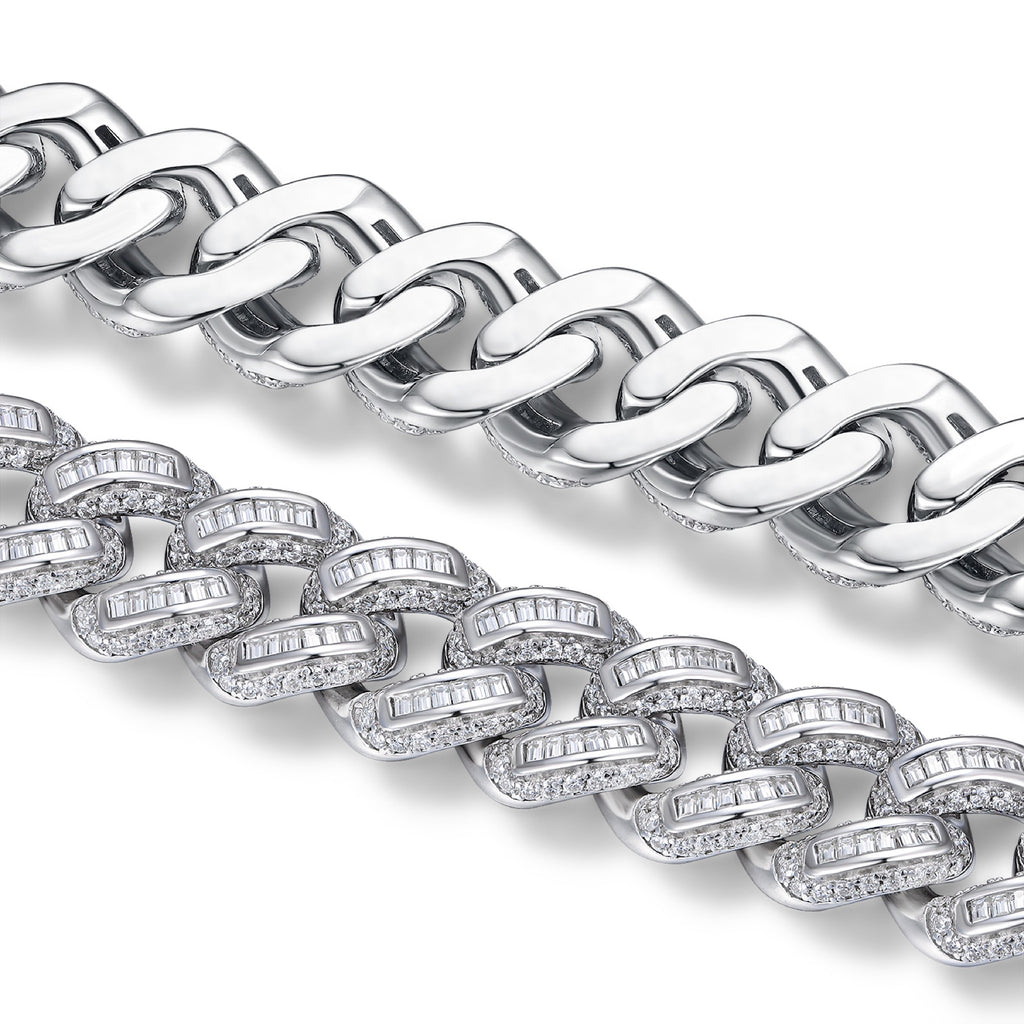Groviglio Moissanite Cuban Link Bracelet in Sterling Silver