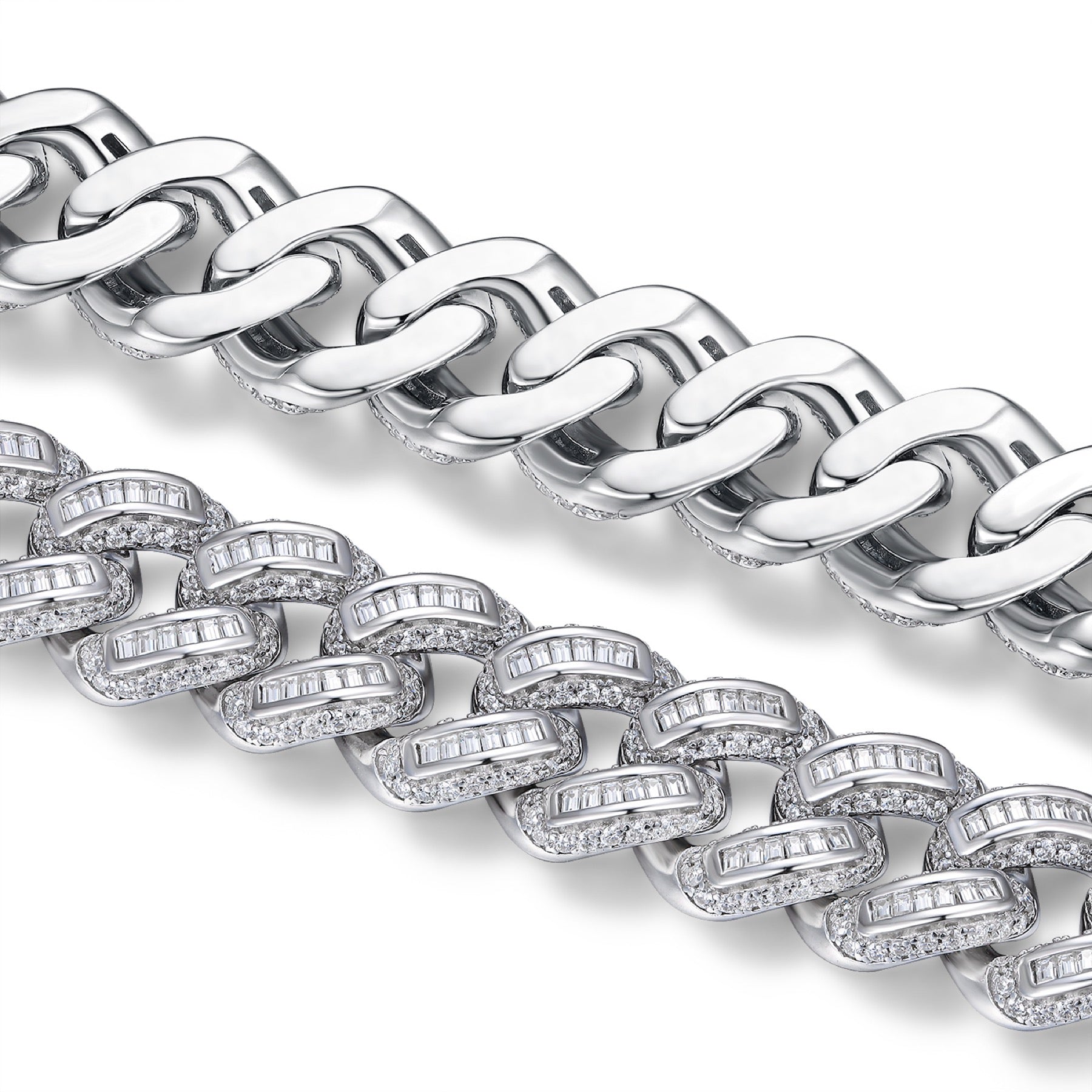 Groviglio Moissanite Cuban Link Bracelet in Sterling Silver