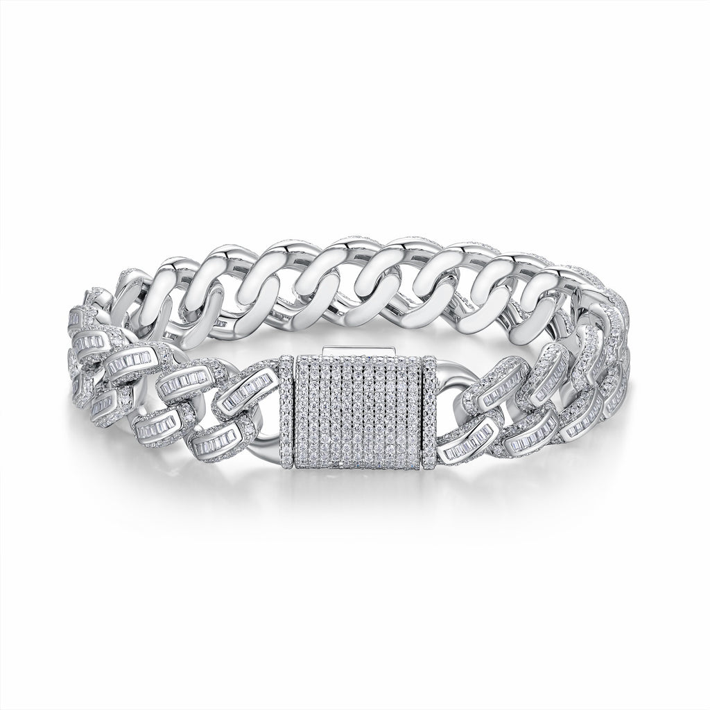 Groviglio Moissanite Cuban Link Bracelet in Sterling Silver