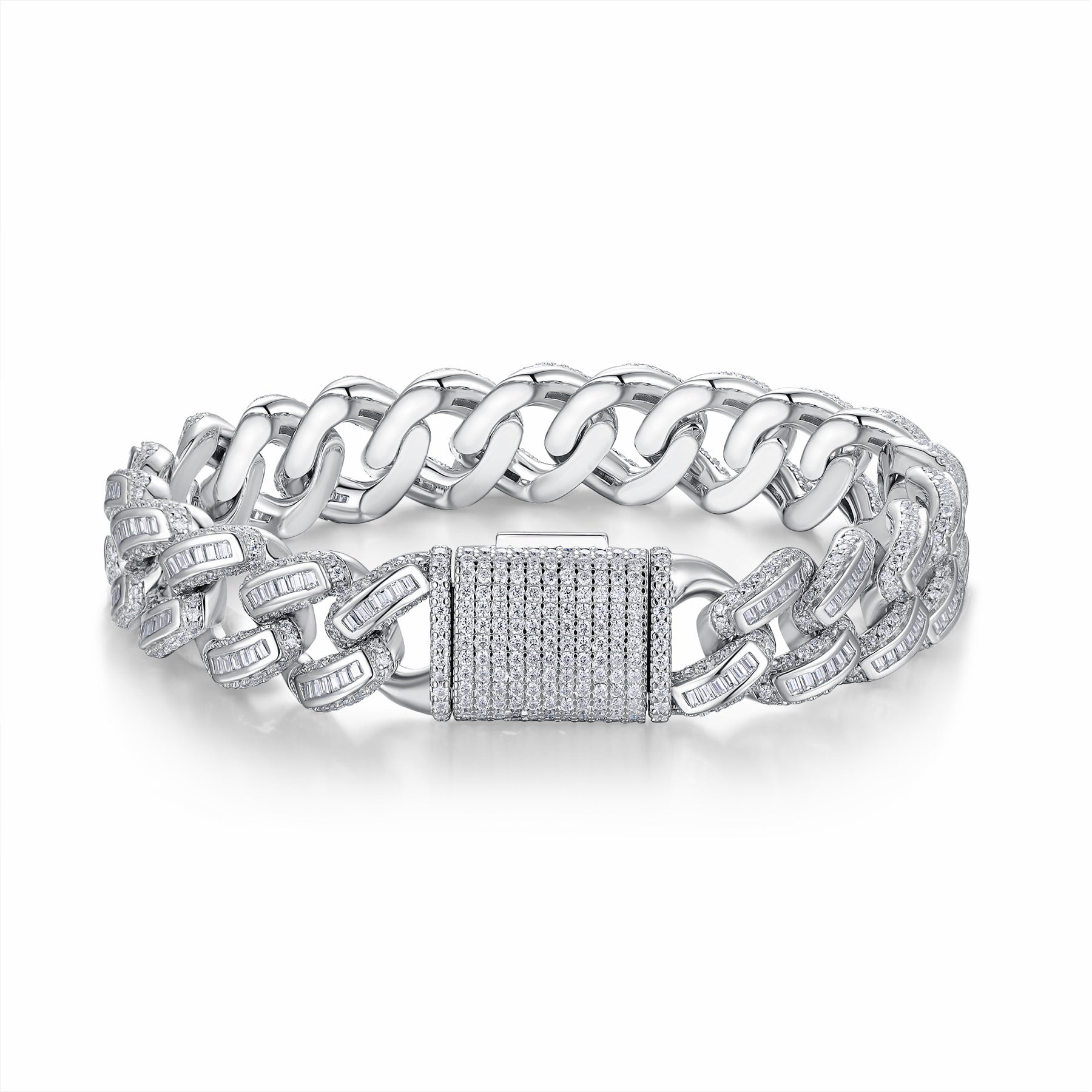 Groviglio Moissanite Cuban Link Bracelet in Sterling Silver