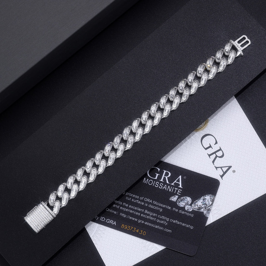 Groviglio Moissanite Cuban Link Bracelet in Sterling Silver