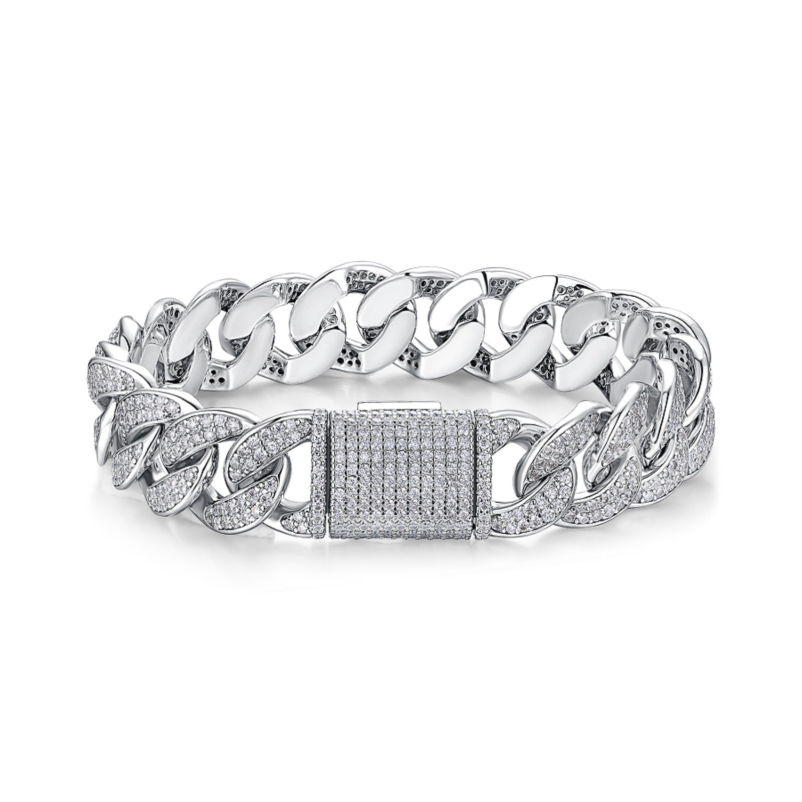 Ancoraggio Moissanite Cuban Link Bracelet in Sterling Silver