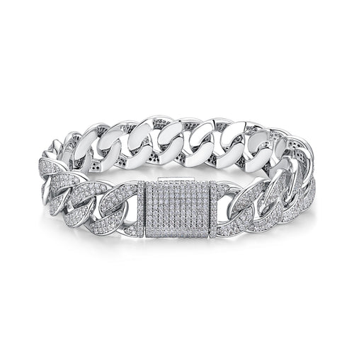 Ancoraggio Moissanite Cuban Link Bracelet in Sterling Silver