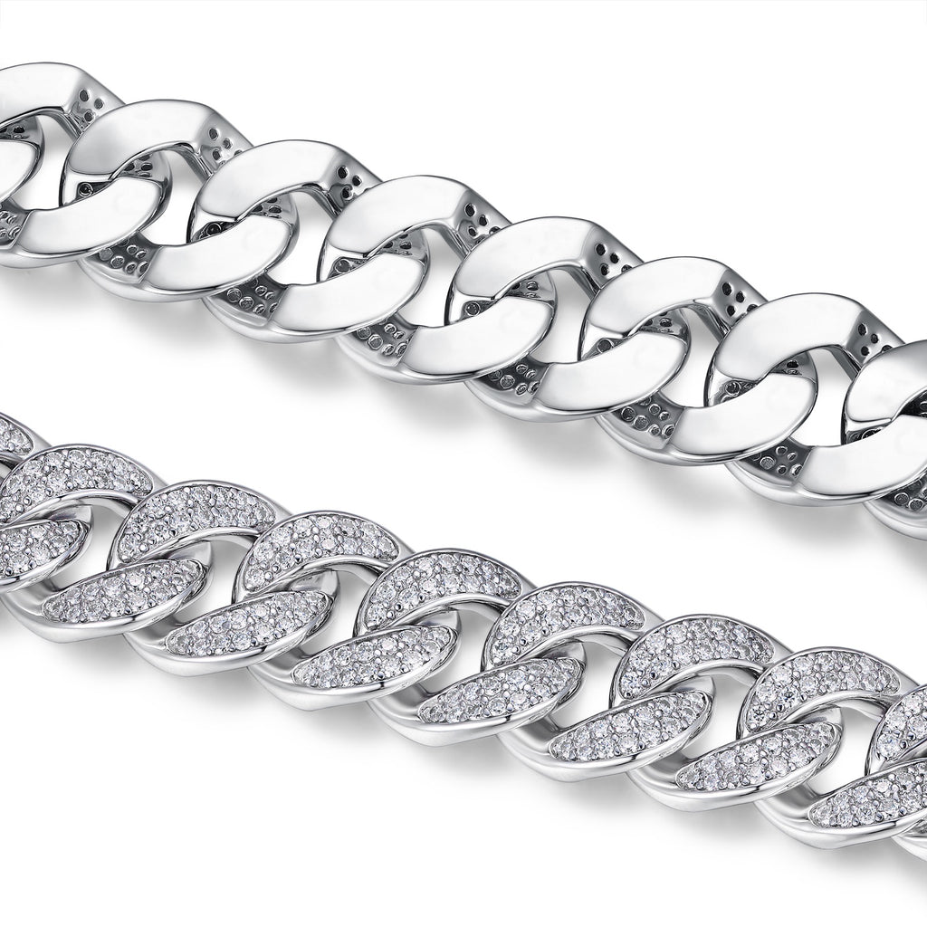 Ancoraggio Moissanite Cuban Link Bracelet in Sterling Silver