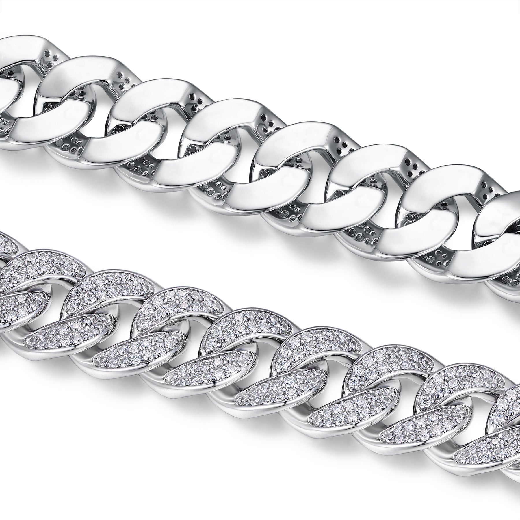 Ancoraggio Moissanite Cuban Link Bracelet in Sterling Silver