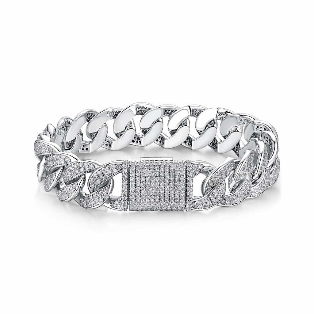 Ancoraggio Moissanite Cuban Link Bracelet in Sterling Silver