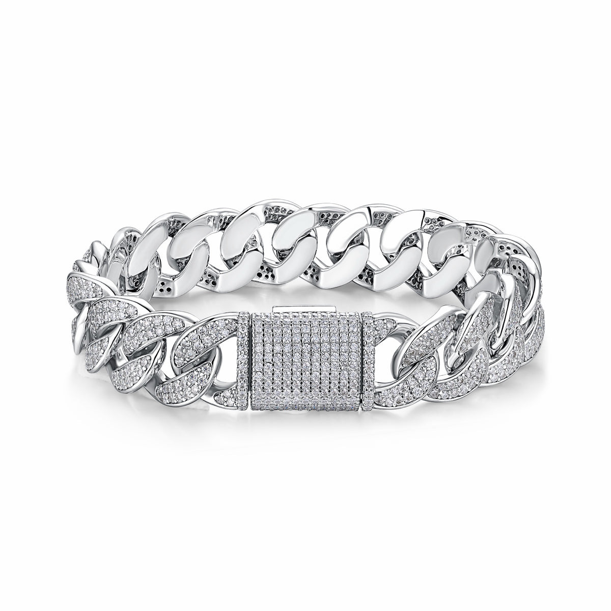 Ancoraggio Moissanite Cuban Link Bracelet in Sterling Silver