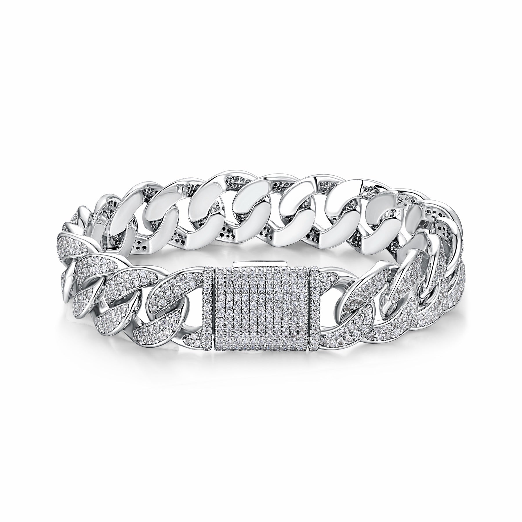 Ancoraggio Moissanite Cuban Link Bracelet in Sterling Silver