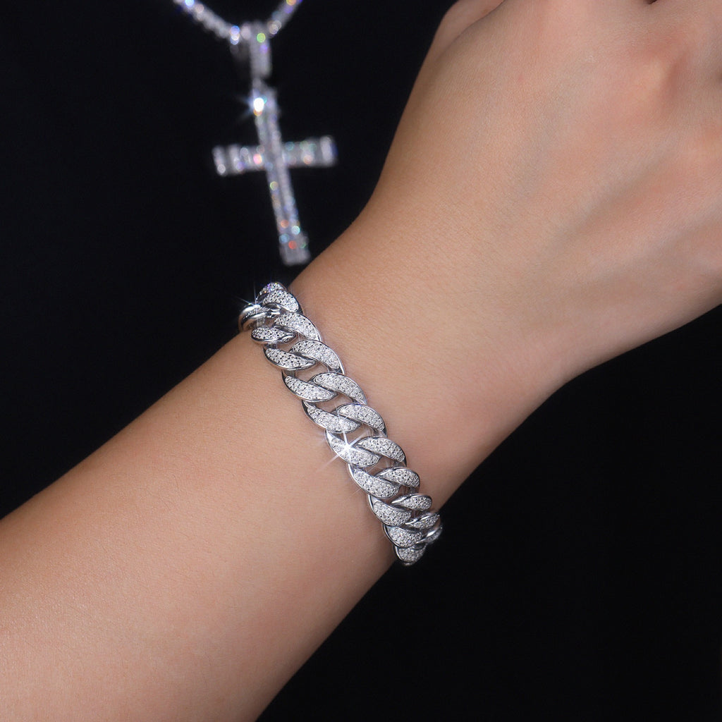 Ancoraggio Moissanite Cuban Link Bracelet in Sterling Silver