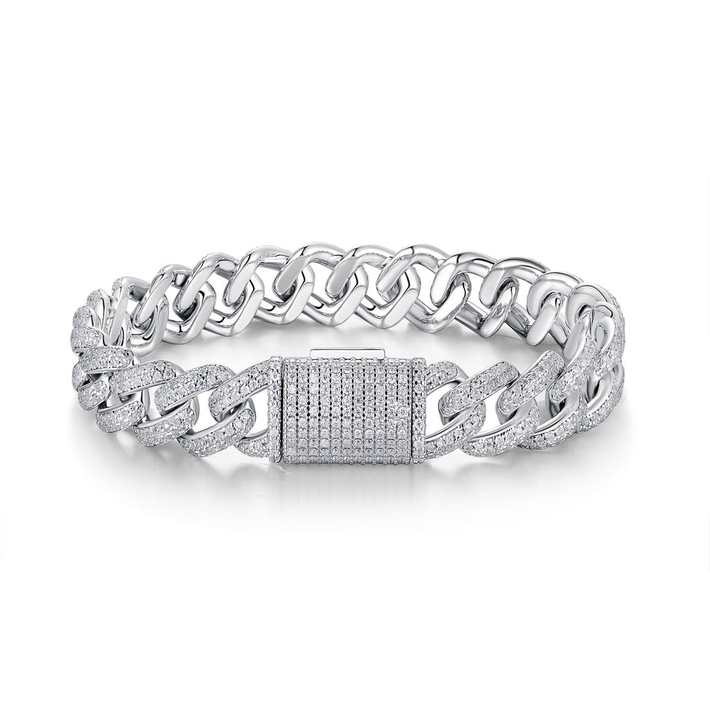 Serpente Moissanite Cuban Link Bracelet in Sterling Silver
