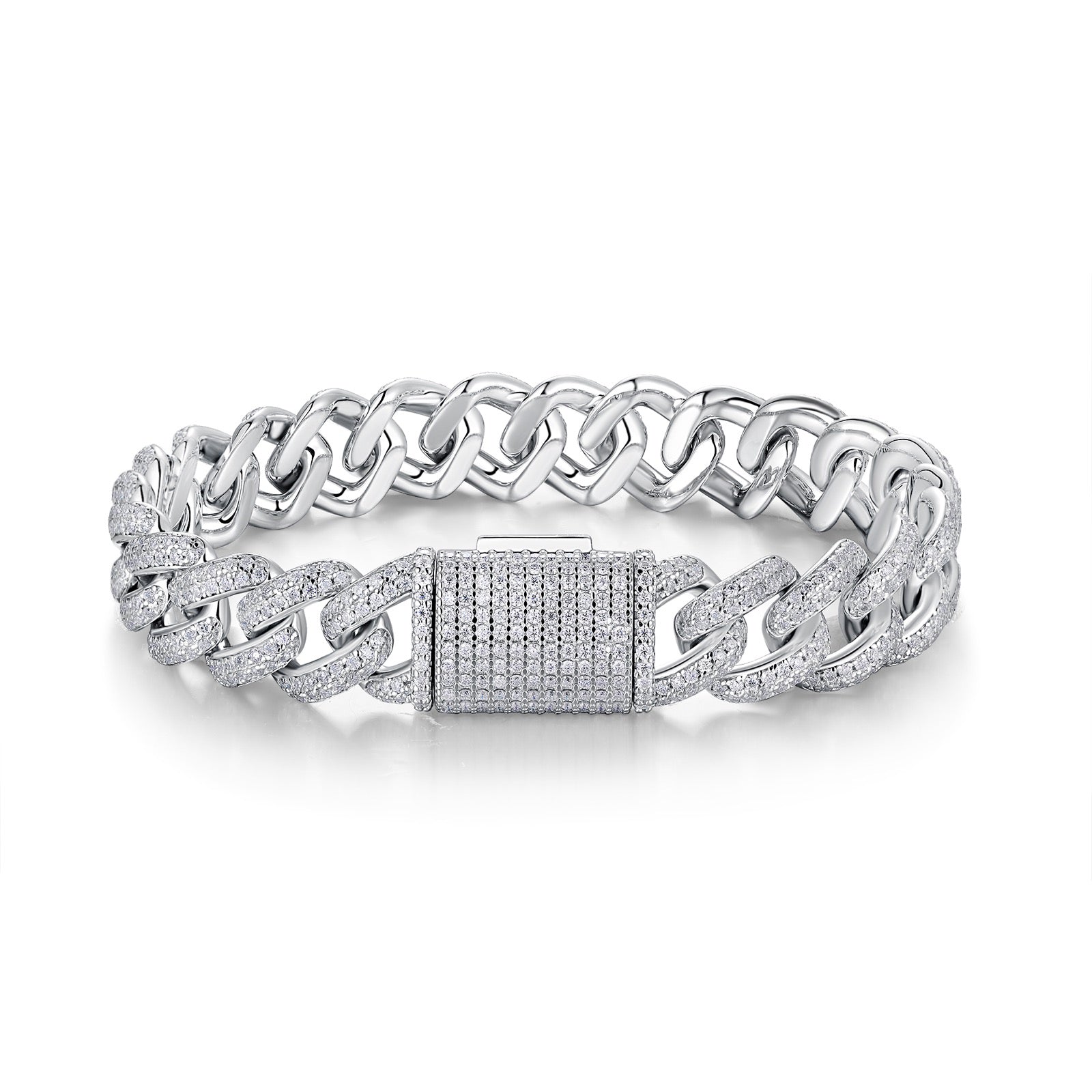 Serpente Moissanite Cuban Link Bracelet in Sterling Silver