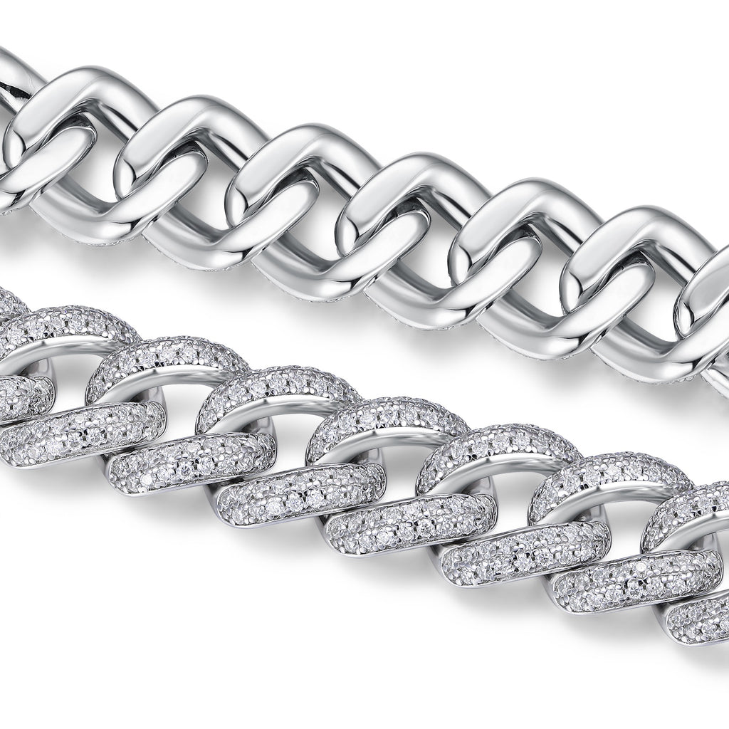 Serpente Moissanite Cuban Link Bracelet in Sterling Silver
