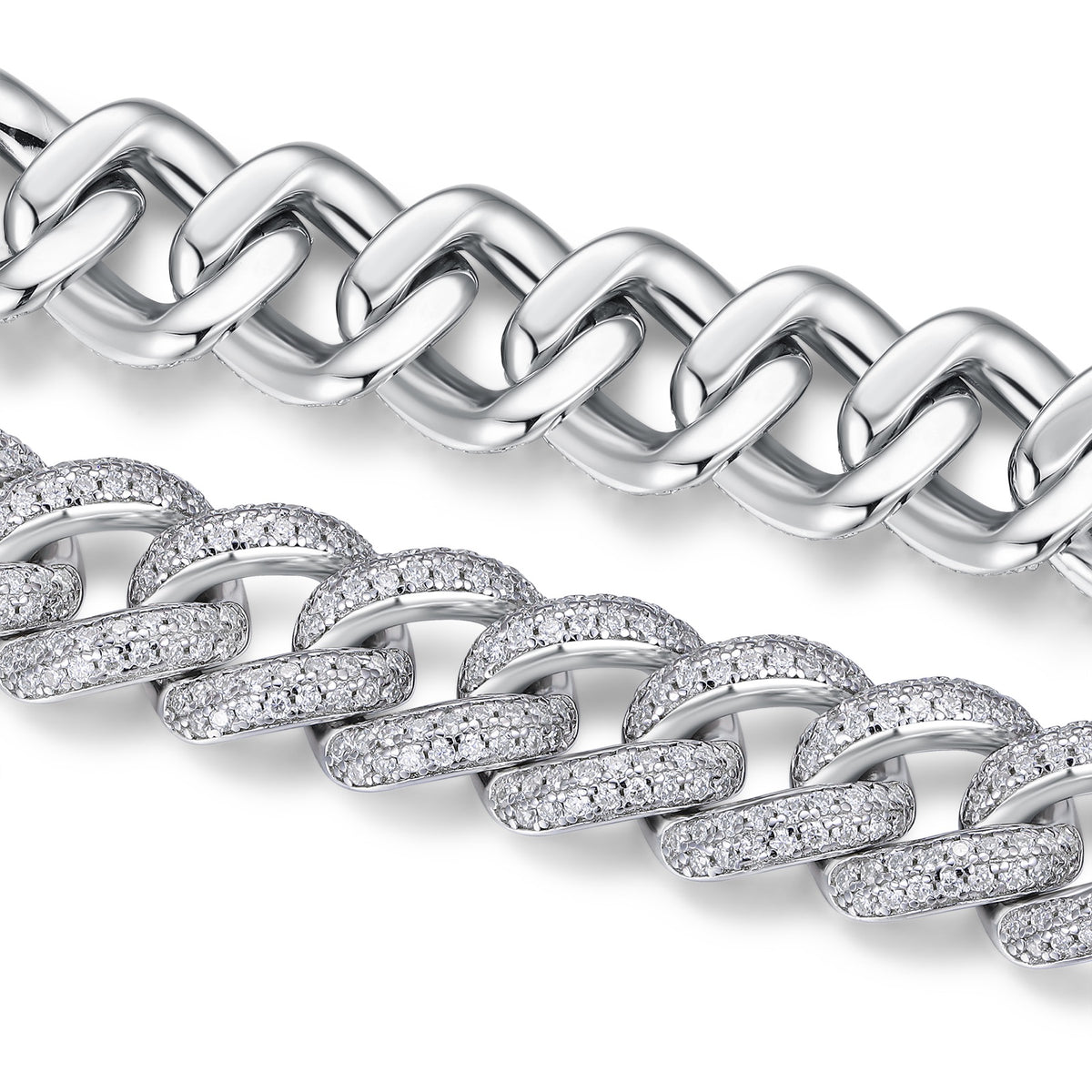 Serpente Moissanite Cuban Link Bracelet in Sterling Silver