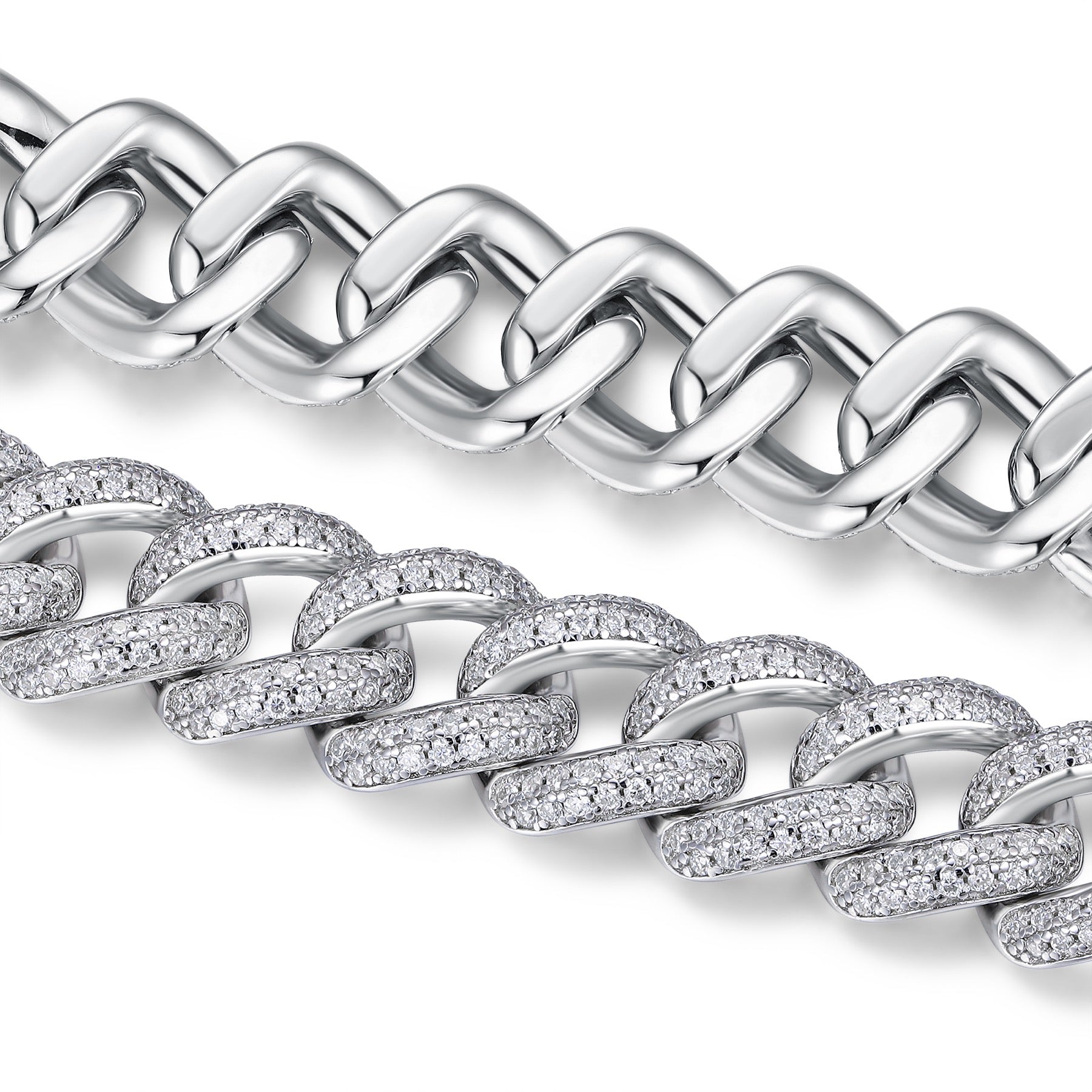 Serpente Moissanite Cuban Link Bracelet in Sterling Silver