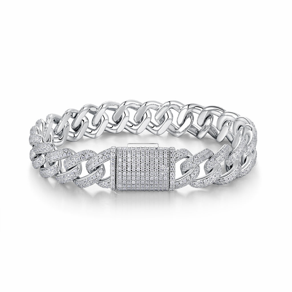 Serpente Moissanite Cuban Link Bracelet in Sterling Silver