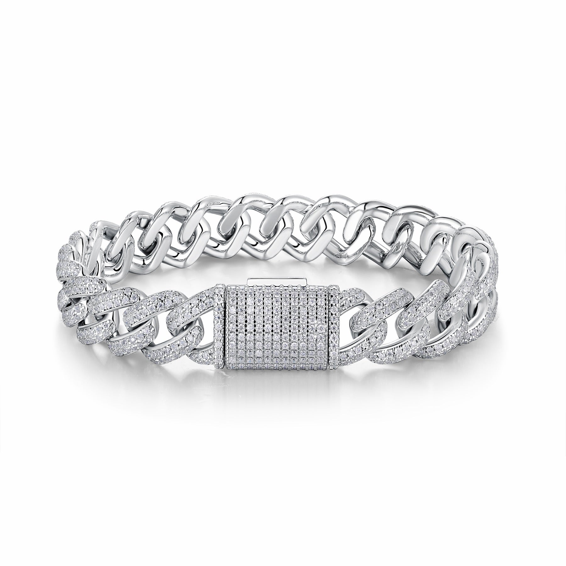 Serpente Moissanite Cuban Link Bracelet in Sterling Silver