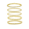 Aurea Moissanite Beaded Bangle Bracelet in Gold-Tone Sterling Silver