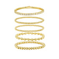 Aurea Moissanite Beaded Bangle Bracelet in Gold-Tone Sterling Silver