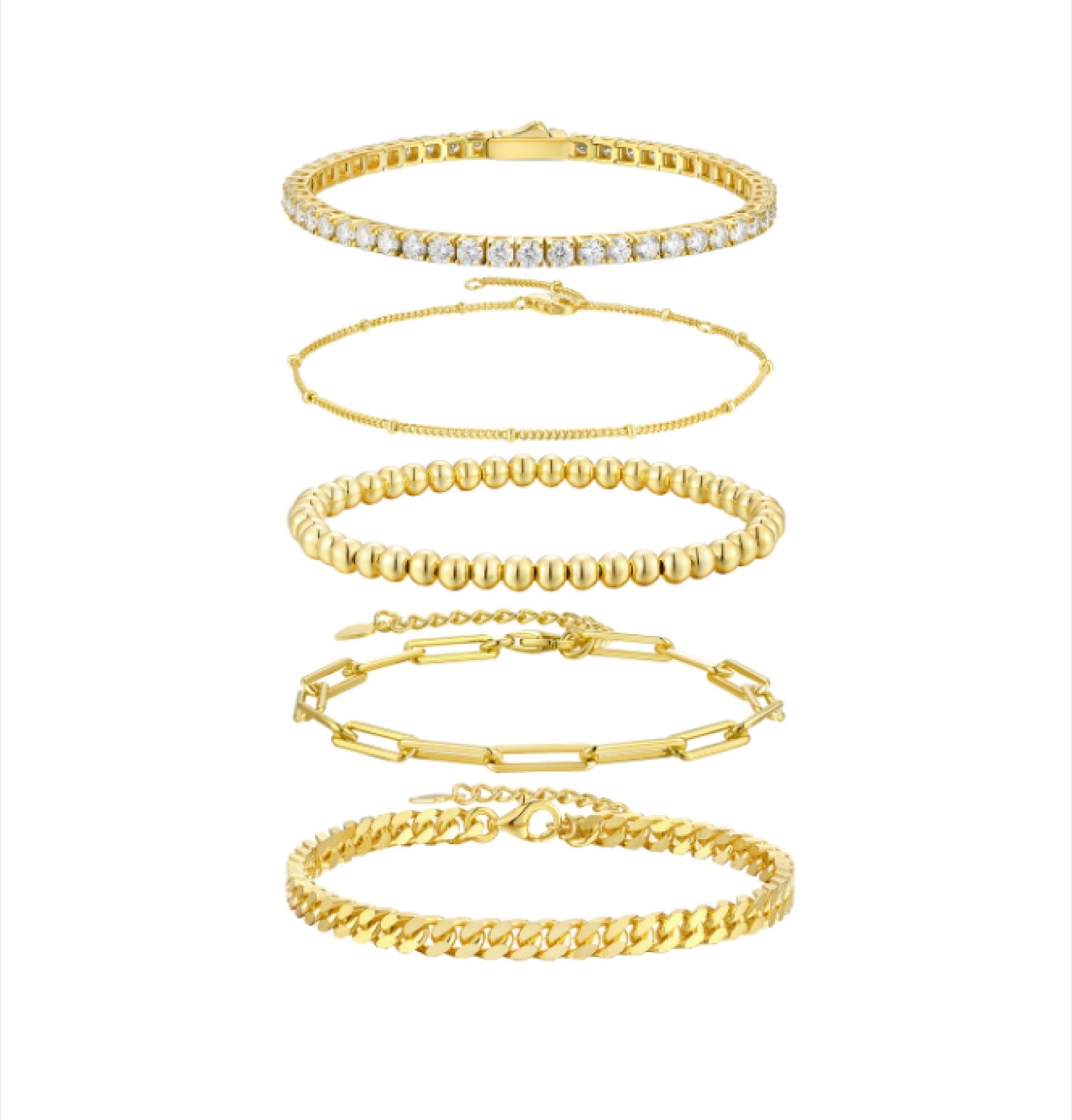 Impilabile Moissanite Stackable Bangle Set in Gold-Tone Sterling Silver