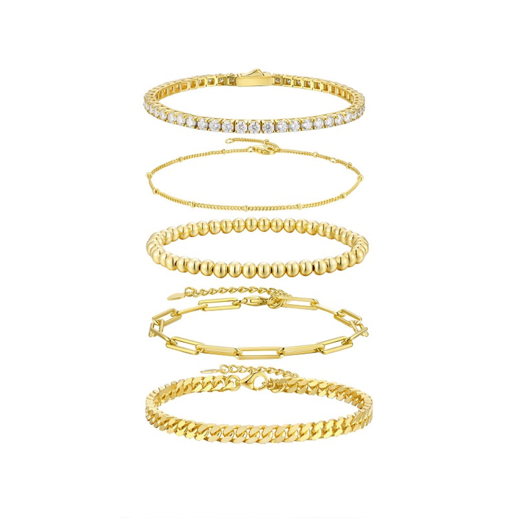 Impilabile Moissanite Stackable Bangle Set in Gold-Tone Sterling Silver